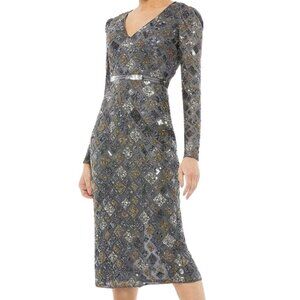 SALE NWT Mac Duggal 5472D Homecoming Dress Chiffon Charcoal Size 2